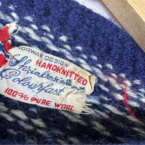 Vintage 60s Norway Fair Isle Wool Cardigan Sweater Small - Picture 5 of 10